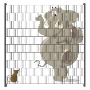 Kostenfreie Lieferung Zaunsichtschutz Elefant erschrickt vor Maus Breite 200 cm x Höhe 140 cm