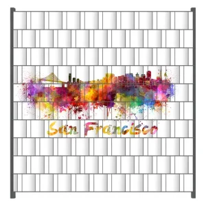 Nur Heute Zaunsichtschutz Städte als Aquarell - Skyline von San Francisco Breite 200 cm x Höhe 180 cm