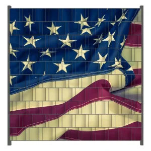 Zaunsichtschutz Amerikanische Flagge im Wind Breite 250 cm x Höhe 180 cm Wochenendangebot