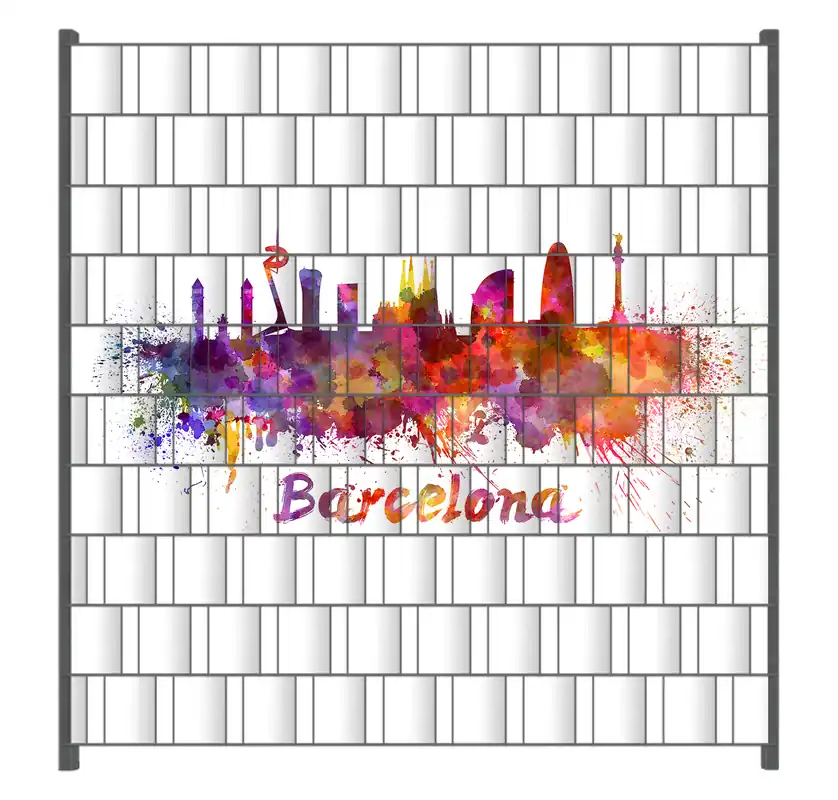 Meistverkauft Zaunsichtschutz Städte als Aquarell - Skyline von Barcelona Breite 250 cm x Höhe 140 cm