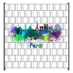 Sichere Zahlung Zaunsichtschutz Städte als Aquarell - Skyline von Paris Breite 250 cm x Höhe 180 cm