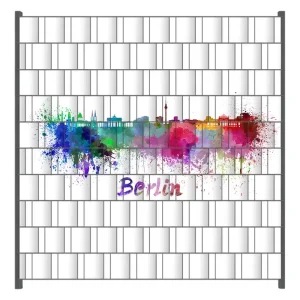 Jetzt Kaufen Zaunsichtschutz Städte als Aquarell - Skyline von Berlin Breite 200 cm x Höhe 140 cm
