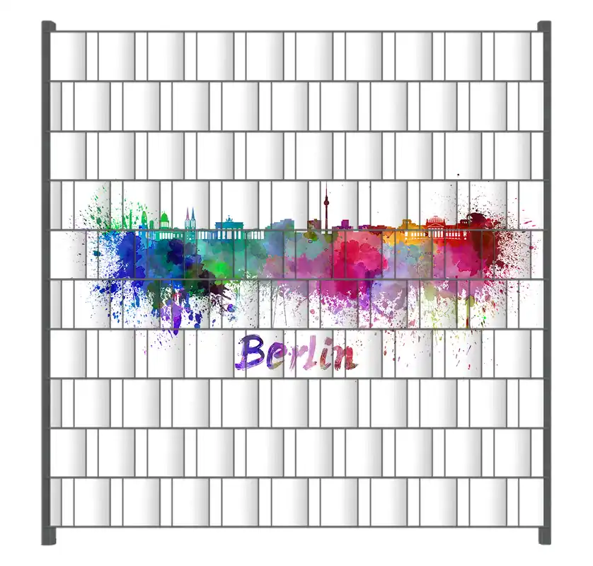 Jetzt Kaufen Zaunsichtschutz Städte als Aquarell - Skyline von Berlin Breite 200 cm x Höhe 140 cm