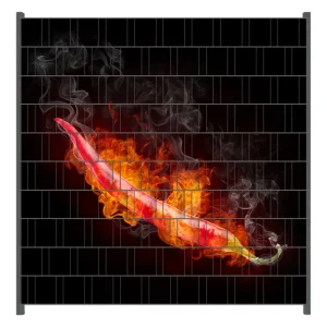 Ausverkauf Zaunsichtschutz Heiße, brennende Chili-Schote vor schwarzem Hintergrund Breite 200 cm x Höhe 200 cm