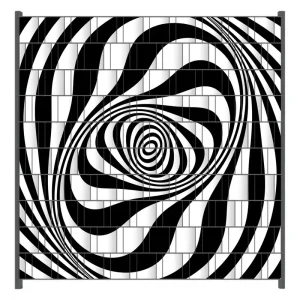 Ausverkauf Zaunsichtschutz Optische Täuschung - Zebra Muster - schwarz weiß Breite 200 cm x Höhe 180 cm