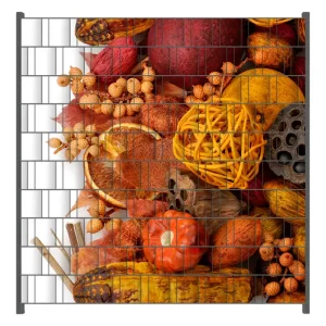Nur Heute Zaunsichtschutz Herbststimmung - Trockenfrüchte, Nüsse und Samen - Herbstdeko Breite 200 cm x Höhe 200 cm
