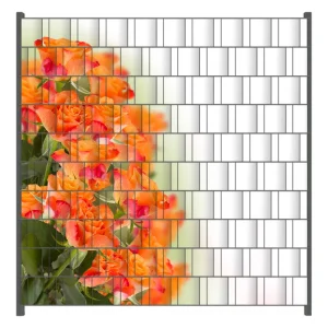 Preisknaller Zaunsichtschutz Orangene Rosenblüten im Strauß Breite 200 cm x Höhe 140 cm