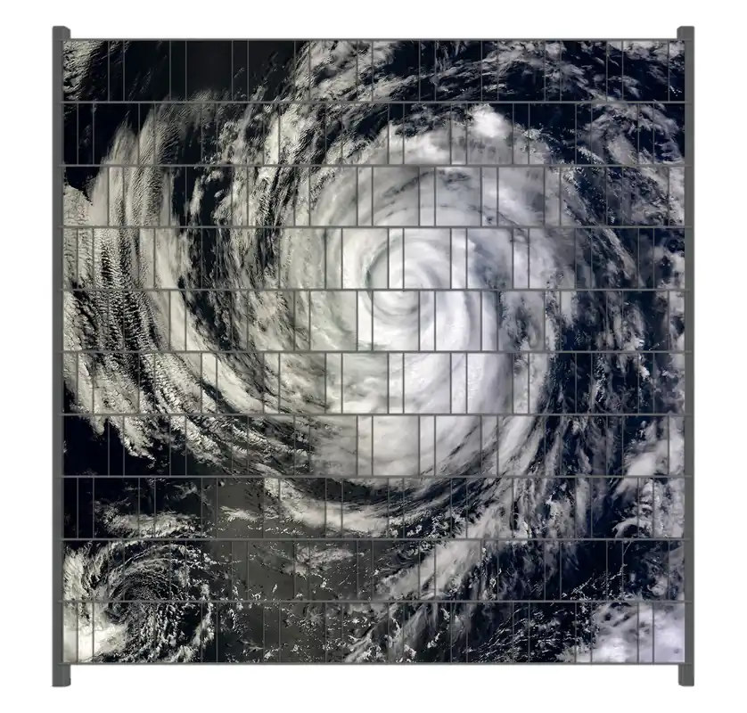 Neu Zaunsichtschutz Hurrikan von oben - Spiralförmiger Wirbelsturm Breite 200 cm x Höhe 200 cm