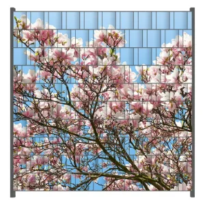 Angebot Zaunsichtschutz Schöne rosa Magnolien-Blüten vor blauem Himmel Breite 200 cm x Höhe 180 cm