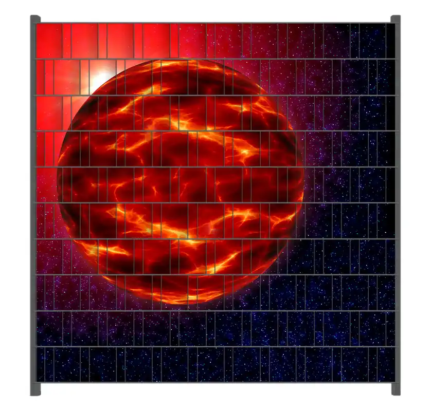 Direkt Vom Hersteller Zaunsichtschutz Abstrakter Planet im Weltall in glühendem rot Breite 200 cm x Höhe 200 cm