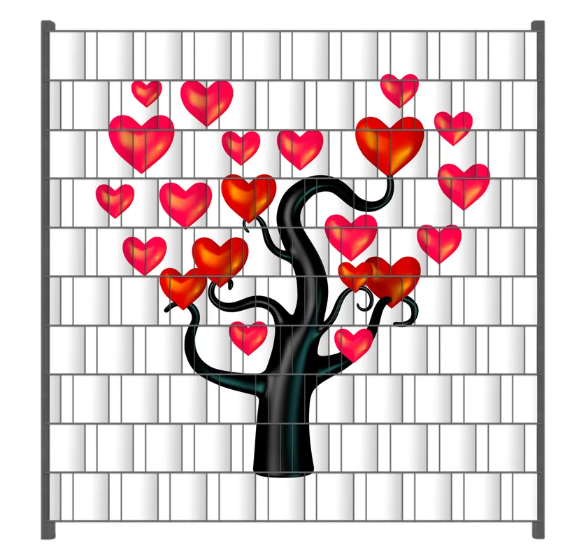 Sale Zaunsichtschutz Comic Baum mit Herzen Breite 200 cm x Höhe 180 cm