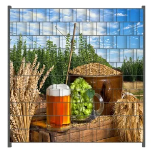 Echt Zaunsichtschutz Frisch gezapftes Bier, Hopfen und Malz Breite 200 cm x Höhe 200 cm
