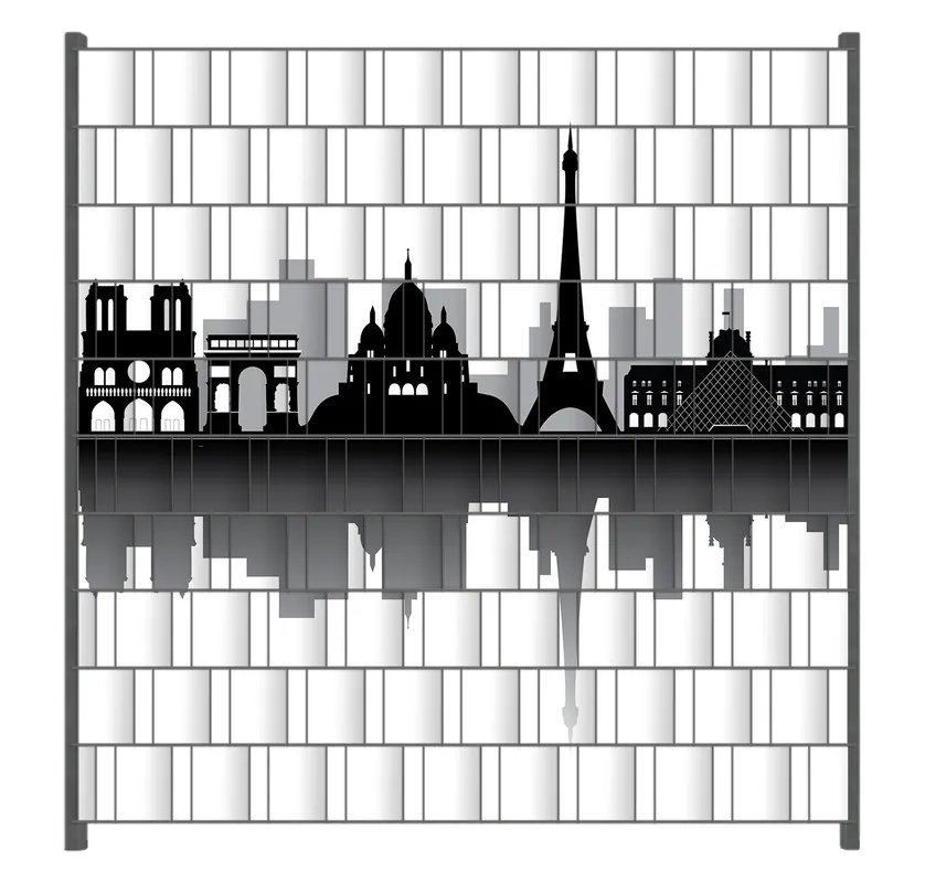 Zaunsichtschutz Silhouetten Pariser Sehenswürdigkeiten Breite 200 cm x Höhe 140 cm Saisonangebot
