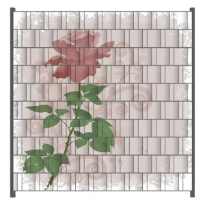 Online Kaufen Zaunsichtschutz Rose in Pastellfarben gezeichnet Breite 200 cm x Höhe 180 cm