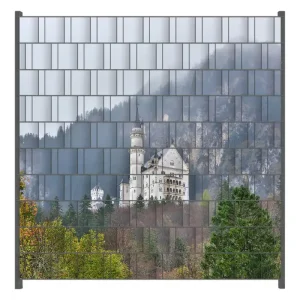 Meistverkauft Zaunsichtschutz Schloss Neuschwanstein in Bayern Breite 200 cm x Höhe 140 cm