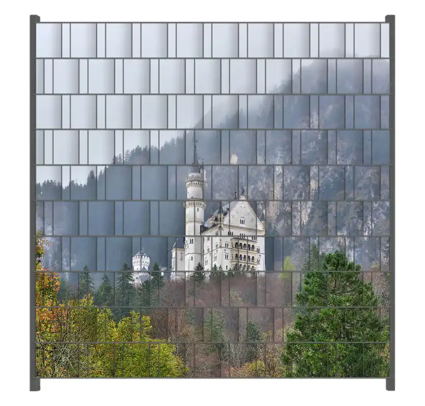 Meistverkauft Zaunsichtschutz Schloss Neuschwanstein in Bayern Breite 200 cm x Höhe 140 cm