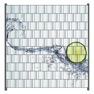 Gratis Versand Zaunsichtschutz Limettenscheibe in spritzigem Wasser Breite 200 cm x Höhe 200 cm