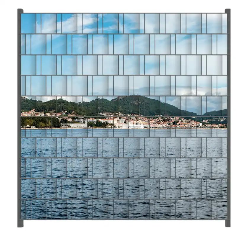 Direktkauf Zaunsichtschutz Stadt zwischen Bergen und Meer Breite 200 cm x Höhe 200 cm