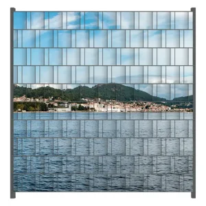 Highlight Zaunsichtschutz Stadt zwischen Bergen und Meer Breite 200 cm x Höhe 140 cm