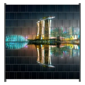 Finale Aktion Zaunsichtschutz Singapur bei Nacht Breite 200 cm x Höhe 200 cm