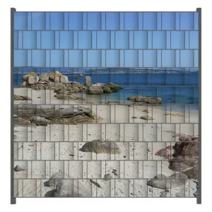 Preisknaller Zaunsichtschutz Felsen auf einem Sandstrand Breite 200 cm x Höhe 140 cm