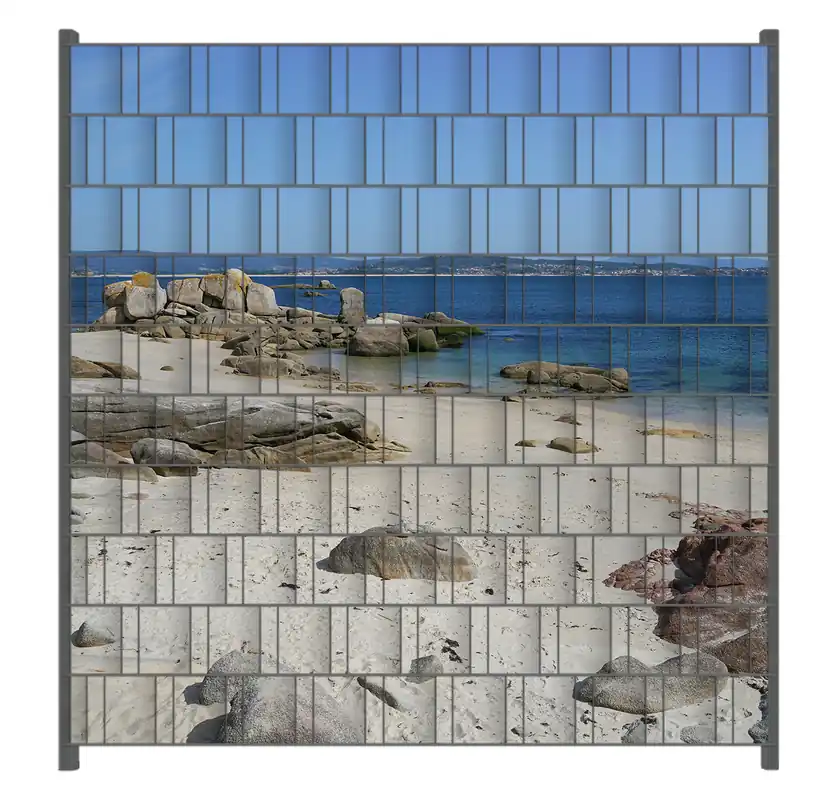 Letzte Chance Zaunsichtschutz Felsen auf einem Sandstrand Breite 200 cm x Höhe 180 cm
