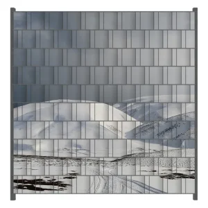 Neue Kollektion Zaunsichtschutz Schneebedeckte Hügel am Meer Breite 200 cm x Höhe 140 cm