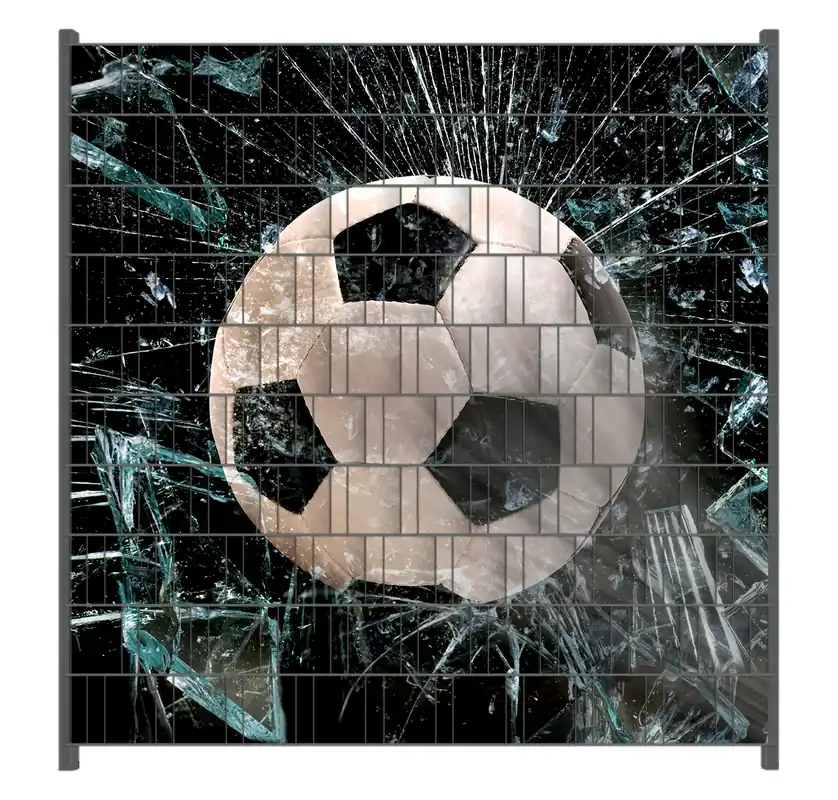 Garantierte Lieferung Zaunsichtschutz Fußball - im Fenster, Splitter und Glas Breite 200 cm x Höhe 200 cm