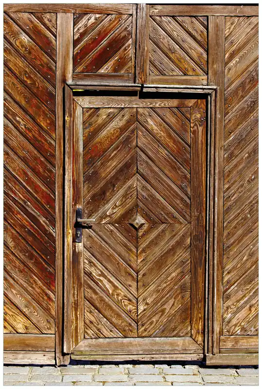 Top-Angebot Wandbild aus Acryl Alte Holztür mit diagonalem Muster 50cm x 125cm