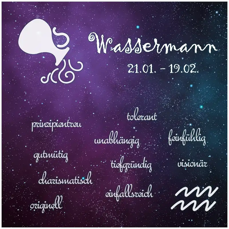 Schnäppchen Wandbild aus Acryl Sternzeichen Wassermann 50cm x 50cm