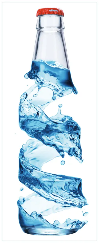 Glasbild Strudel in der Wasserflasche 32 x 80 cm Markenprodukt