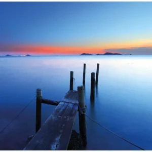 Glasbild Steg im Wasser - Abendstimmung am Meer 32 x 80 cm Sichere Zahlung