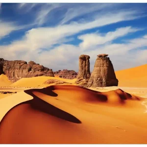 Glasbild Felsen und Sand in der Sahara Wüste 55 x 55 cm Sonderangebot