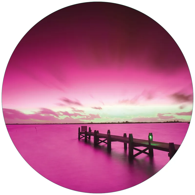 Finale Aktion Glasbild Steg bei Abenddämmerung -Himmel bei Nacht Lila gefärbt 60 x 90 cm