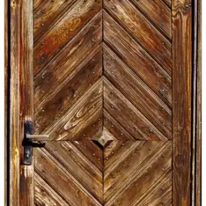 Geprüft Glasbild Alte Holztür mit diagonalem Muster 70 x 100 cm