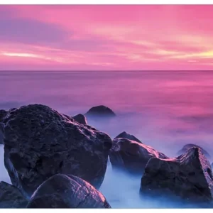 Glasbild Felsen im Meer bei Sonnenuntergang 50 x 125 cm Top-Preis