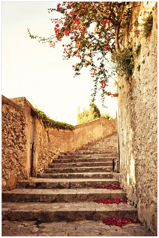 Glasbild Steinerne Treppe in Italien 32 x 80 cm Schnäppchen