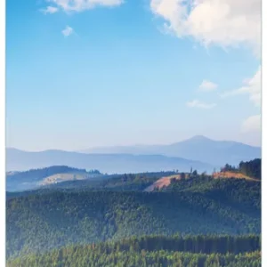 Glasbild Berglandschaft im Gebirge unter blauem Himmel 32 x 80 cm Markenprodukt
