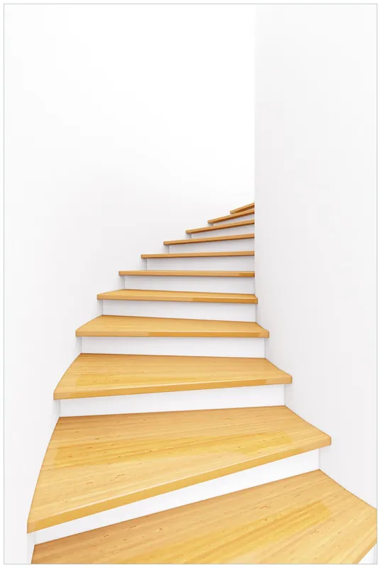 Heißes Angebot Glasbild Wendeltreppe aus hellem Holz 55 x 55 cm