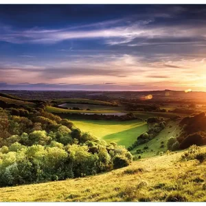 Glasbild Farbenfroher Sonnenuntergang in England 50 x 50 cm Super-Preis