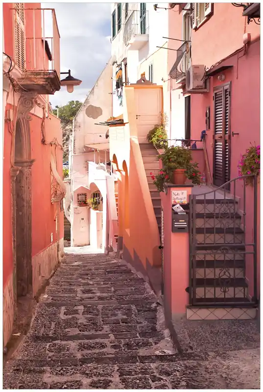Glasbild Südländische Gasse- Italien bei Sonnenschein 30 x 30 cm Direkt Vom Hersteller