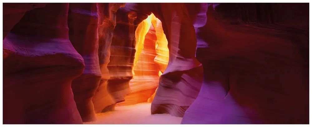 Glasbild Felsschlucht in Arizona USA - orange und violett 70 x 100 cm Sonderangebot