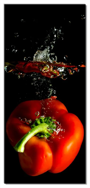 Top-Seller Selbstklebende Türtapete Bunte Küche Paprika in rot gelb orange und grün im Wasser selbstklebende Folie, 100 x 220 cm