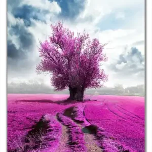 Finale Aktion Selbstklebende Türtapete Surreales Blumenfeld lila Blumen auf dem Feld selbstklebende Folie, 93 x 205 cm