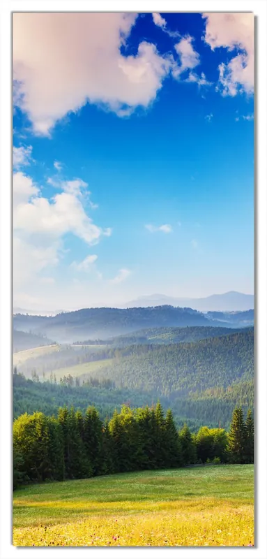 Kostenfreie Lieferung Selbstklebende Türtapete Berglandschaft im Gebirge unter blauem Himmel selbstklebende Folie mit Schutzlaminat, 100 x 220 cm