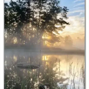Direkt Vom Hersteller Selbstklebende Türtapete Stiller See mit Insel im Morgennebel selbstklebende Folie mit Schutzlaminat, 100 x 220 cm
