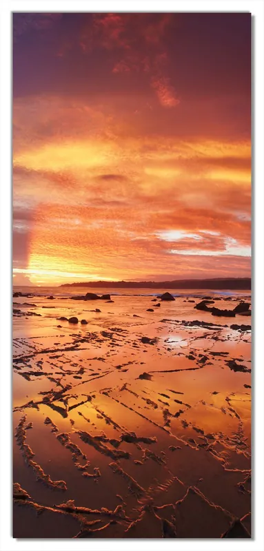 Selbstklebende Türtapete Wattwanderung am Meer bei Sonnenuntergang selbstklebende Folie, 100 x 220 cm Neuheit