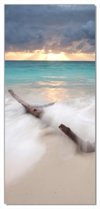 Selbstklebende Türtapete Wellen am Strand bei Sonnenuntergang selbstklebende Folie, 100 x 220 cm Beliebt