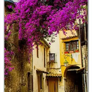 Garantierte Lieferung Selbstklebende Türtapete Malerische Stadt in der Provence mit bunten Blumen selbstklebende Folie, 93 x 205 cm