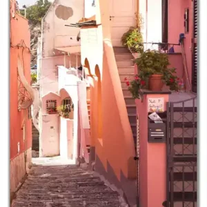 Selbstklebende Türtapete Südländische Gasse- Italien bei Sonnenschein selbstklebende Folie mit Schutzlaminat, 100 x 220 cm Sale